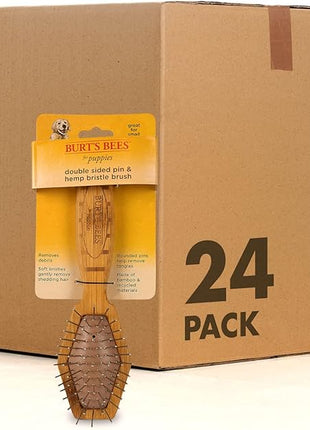 Burt's Bees for Pets Double Sided Pin & Hemp Bristle Dog Brush | Best All-Purpose Dog Brush To Reduce Shedding Great for All Small Dogs And Puppies (Pack of 24)