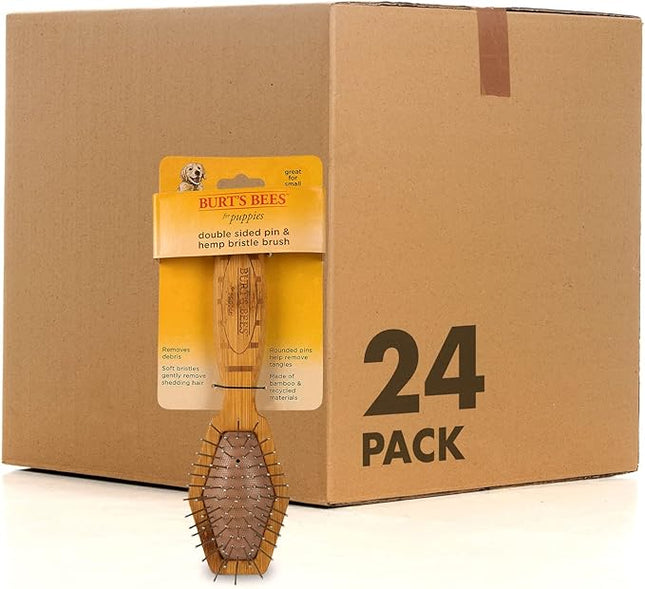 Burt's Bees for Pets Double Sided Pin & Hemp Bristle Dog Brush | Best All-Purpose Dog Brush To Reduce Shedding Great for All Small Dogs And Puppies (Pack of 24)