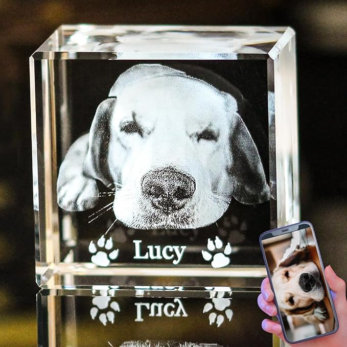 Personalized 3D Crystal Photo,Pet Memorial Gifts for Dogs,Cats,Custom 3D Pictures,Dog Memorial Gift, Customized Pet Gifts,Personalized Photo Gifts