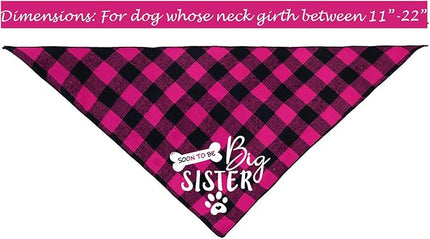Big Sister Dog Bandana, Reversible Plaid Triangle Bibs Pet Scarf