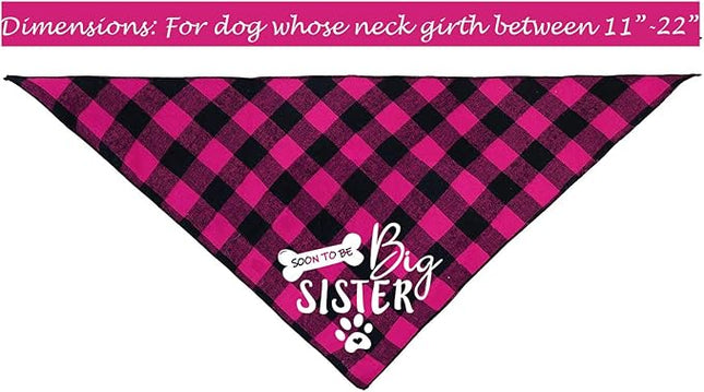 Big Sister Dog Bandana, Reversible Plaid Triangle Bibs Pet Scarf