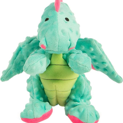 goDog Dragons Squeaky Plush Dog Toy with Chew Guard Technology, Durable Fabric & Squeaker for Active Play, Seafoam, Large