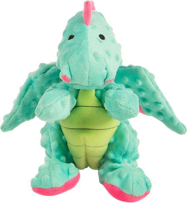 goDog Dragons Squeaky Plush Dog Toy with Chew Guard Technology, Durable Fabric & Squeaker for Active Play, Seafoam, Large