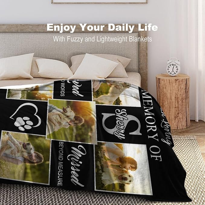 Artsadd Dog and Cat Memorial Gifts, Pet Loss Memorial Blanket, Custom Dog Blanket, Personalized Pet Remembrance Gifts, Loss of Pet or Cat Remembrance Sympathy Grief Condolence Bereavement Gifts