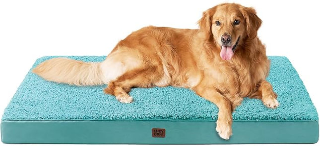 EHEYCIGA Orthopedic XL Dog Beds for Extra Large Dogs with Removable Washable Cover, Turquoise Blue, 44x32