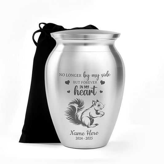 Artsy Woodsy Squirrel Memorial Mini Urn for Human Ashes Keepshake, Decorative Keepsake Urn with Engraved Squirrel 2.56 inch, Small Memorial Gifts for Pet Lovers (03, 2.56 x 1.77)