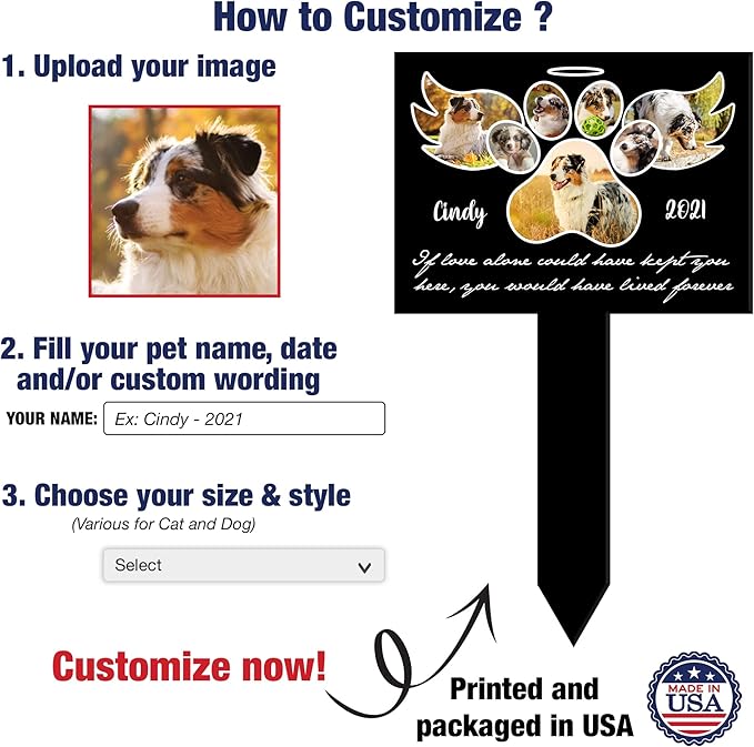 Pet Grave Markers Picture Frame - 18x11.2'' Gloss Acrylic, Stake Mount, Personalized Pet Memorial Gifts, Unisex Adult