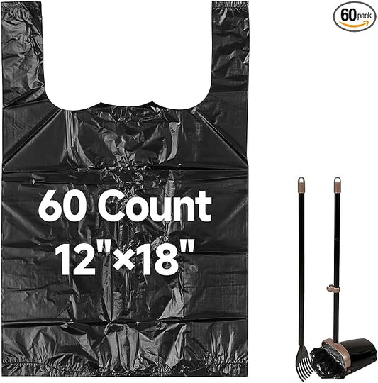 60 Count Pooper Scooper Bags Compatible with Arm and Hammer, Dog Waste Bags with Easy-Tie Handles, Extra Thick with No-Leakage Pet Poop Bag for Swivel Bin and Rake, Multi-Use (Only Dog Poop Bags)
