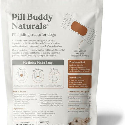 Earthly Pill Buddy Naturals - PB & Honey Recipe Pill Hiding Treats for Dogs - Make A Perfect Pill Concealing Pocket Or Pouch for Any Size Medication - 30 Servings