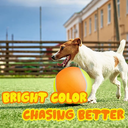 Big Tennis Ball for Dogs, Giant Dog Tennis Ball Toy Large Outdoor Sports Gift for Small Medium Large Dog (Yellow Orange, 9.5 inch)