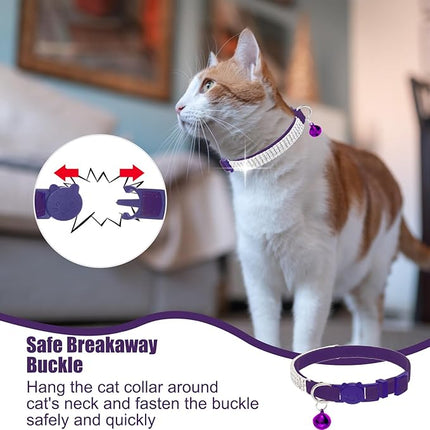 EXPAWLORER Soft Velvet Safe Cat Collars for Girl Cats - Rhinestones Bling Diamante Adjustable Collars Breakaway- Chirstmas Cat Clollar Gifts with Bells for Boy Cats Kitty and Small Dogs