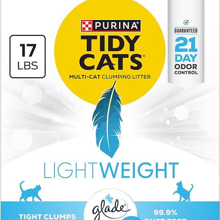 Purina Tidy Cats LightWeight With Glade Clear Springs Multi-Cat, Clumping, Low Dust, Scented Cat litter - 17 lb. Box