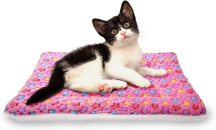 FJWYSANGU Fluffy Pet Cat Blanket Soft Coral Velvet Pet Puppy Cushion Mat Warm Cover Soft Pad Mat(Star V2/Pink,Large)