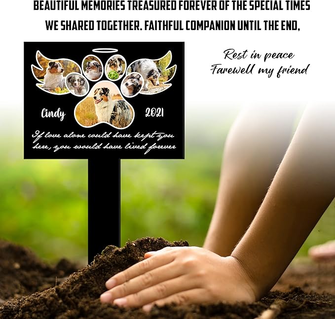 Pet Grave Markers Picture Frame - 18x11.2'' Gloss Acrylic, Stake Mount, Personalized Pet Memorial Gifts, Unisex Adult