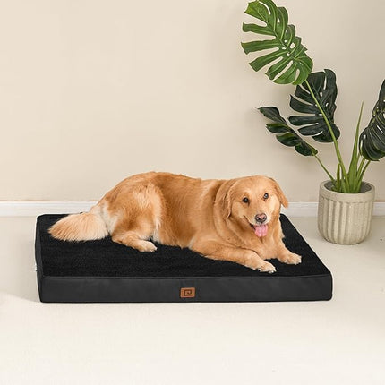 EHEYCIGA Waterproof Dog Bed Orthopedic 47"x29", Memory Foam Pet Bed for XXLarge Dog Bed, Washable Pet Mat with Removable Cover, Black