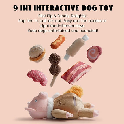 Nocciola Stuffed Pig Dog Toys: Funny Squeaky Crinkle Dog Chew Toys for Small Medium Breed, Plush Puzzle Cognitive Training Pet Enrichment Supplies, Hide and Seek Dog Christmas Stocking Stuffers