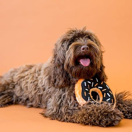 ZippyPaws Donutz - No Stuffing Dog Toys to Keep Them Busy, For Small and Medium Dogs, Squeaky Pet Toy for Boredom, Unstuffed Chew Toy, Soft Plush Puppy Products, Funny Food Toy - Pumpkin Spice Donut