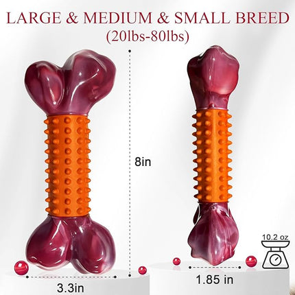 Apasiri Dog Toys for Aggressive Chewers Large Breed 2-Pack: Heavy Duty Chew Toys for Medium Dogs Indestructible Orange Dog Gift with Peanut Butter Flavor