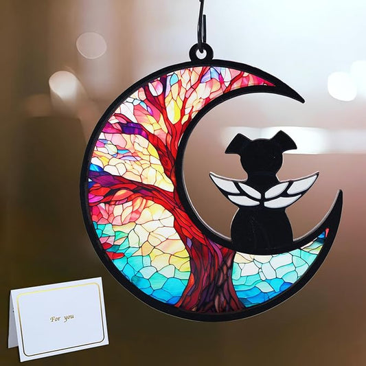 DIY Dog Angel Memorial Suncatcher with Sympathy Card,Memorial Gifts for Loss of Dog Sympathy Gift,Pet Memorial Gifts for Dogs(3-Life Tree)