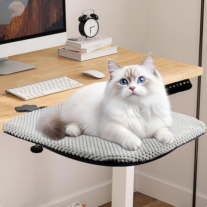 BESTISAN Durable Cat Bed Desk-Metal Frame &Flannel Fabric Soft Cover,Sturdy&Comfortable for Indoor Pets,Spacious Cat Beds for Office Desk and Game Island Table,Removable Washable,Supports to 30 lbs