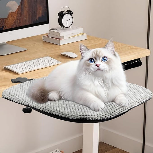 BESTISAN Durable Cat Bed Desk-Metal Frame &Flannel Fabric Soft Cover,Sturdy&Comfortable for Indoor Pets,Spacious Cat Beds for Office Desk and Game Island Table,Removable Washable,Supports to 30 lbs
