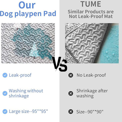 New Upgrade Dog Playpen Mat Crate Mat Puppy Pads,Leak-Proof Dog Crate Pad,Anti-Slip Bottom[PLAYPEN NOT Included ] Reusable Whelping Playpen Crate Reusable Washable Pet Mattress Pad Pet Training Pad
