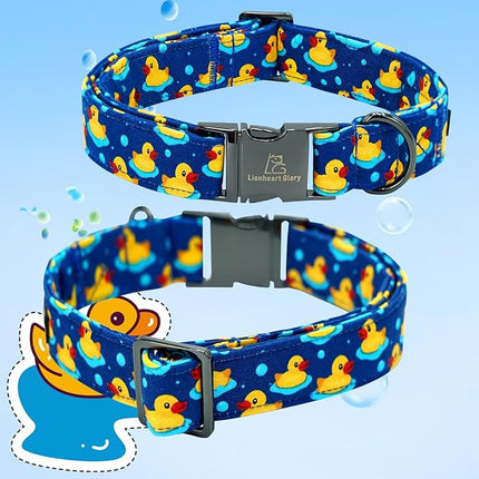 Lionheart glory Dog Bow Collar Ducky Pattern Cute Boy Collars for Medium Dogs,Soft Duty Adjustable Dog Collar with Bowtie Spring Summer Puppy Collars Bows Pet Gift