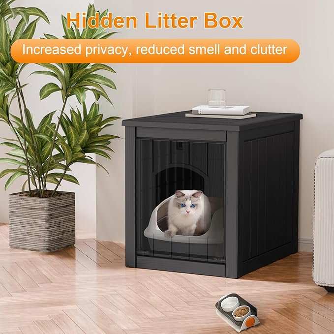 Cat House Outdoor Indoor - All-Weather Resin Cat Houses for Outdoor Cats, Durable & Insulated Pet Shelter for Garden Patio Backyard