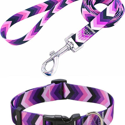 Dog Collar with Bohemia Floral Tribal Geometric Patterns - Soft Ethnic Style Collar Adjustable for Small Medium Large Dogs(Purple Arrow,M)