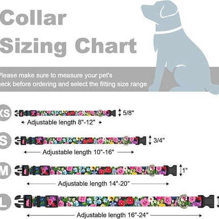 Rnivvi Dog Collar for Small Dogs, Cute Floral Heavy Duty Adjustable Puppy Collar with Quick Release Buckle for Boy Girl & Female, Pet Accessories for Walking Running, S Length 3/4" Width, Elegant