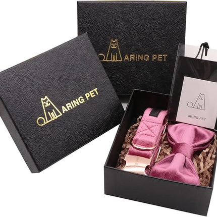 ARING PET Bowtie Dog Collar-Velvet Dog Collars with Removable Bowtie, Cute & Comfortable Dog Collar.