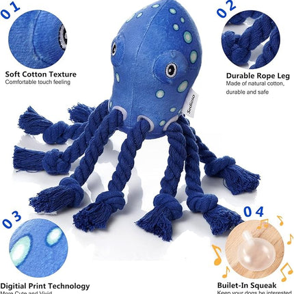 Dog Toys, Dog Plush Toy for Large Breed, Large Plush Dogs Stuffed Animal, Puppy Chew Toys for Puppy, Small, Middle, Big Dogs (Octopus)