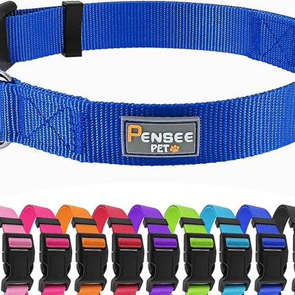 Blue Dog Collar Basic Adjustable Dog Collars for Puppy Small Medium Large Dogs Girls with Breathable Quick Release Nylon Pet Collar