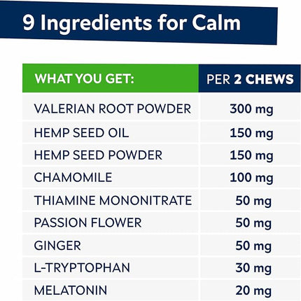 STRELLALAB Vet Formulated Hemp Calming Chews for Dogs - Anxiety Relief Calming Treats - Advanced Melatonin Pet Calm - Natural Sleep Aid & Stress, Separation Anxiety Relief - 120 Treats - Bacon