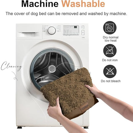 Large Dog Bed Orthopedic Washable: Jumbo Dog Bed Bolster Extra Large Dogs Egg Crate Foam Sofa Couch Waterproof Removable Cover - Coffee