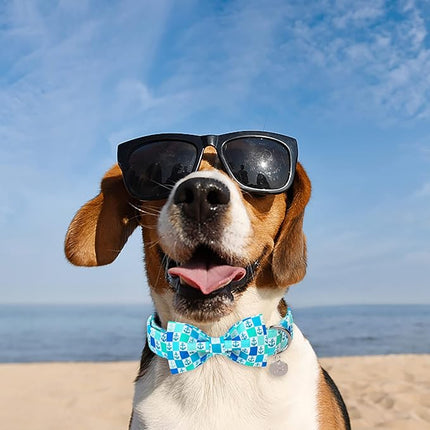 Dog Collar with Bow Tie, Comfortable Cotton Summer Dog Bowtie Collar, Durable Metal Buckle Cute Pet Collar for Puppy Girl Boy Dog or Cat, XS