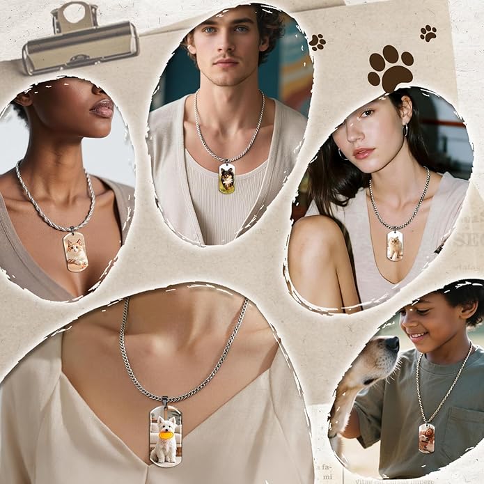 Custom Pet Necklace, Personalized Dogs Necklaces for Women, Dogs Remembrance Jewelry, Picture Necklace Personalized Photo, Customized Dog Memorial Gifts for Loss of Dog