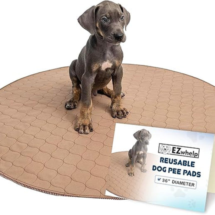 EZwhelp Reusable Dog Pee Pad, Washable Waterproof Mat for Dog Potty Training or Whelping Pad, Round, 36 Inch