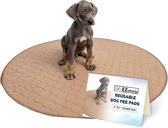 EZwhelp Reusable Dog Pee Pad, Washable Waterproof Mat for Dog Potty Training or Whelping Pad, Round, 36 Inch