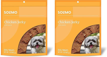 Amazon Brand - Solimo Chicken Jerky Dog Treats, 2 pounds (Packaging May Vary) (Pack of 2)