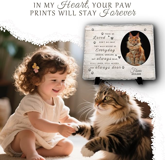 Personalized Pet Memorial Stone, Custom Dog Memorial Gifts for Loss of Dog with Photo Name Date, Dog Remembrance Gift, Loss of Dog Sympathy Gift for Dog Cat Lovers (Quote 8)