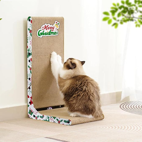 Cardboard Cat Scratcher, 23.6 Inch L Shaped Vertical Cat Scratching Board, Wall-Mount Cat Scratchers for Indoor Cats (Colorful, 1pcs)