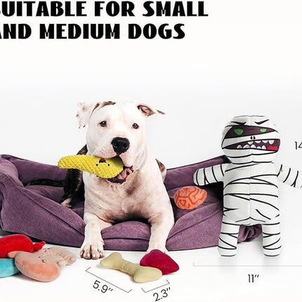 Nocciola Zombie Mummy Dog Toys with Organs: Funny Cool Hide and Seek Squeaky Chew Toys for Puppies, Small and Medium Size Breed, Plush Stuffed Cognitive Puzzle Toys for Training