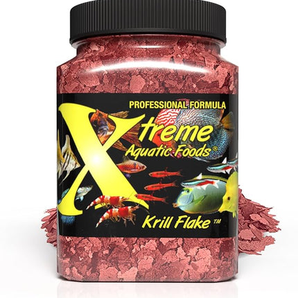 Xtreme Krill Flakes - Premium Max Protein Freshwater Fish Food with 100% Krill and Shrimp, & Vitamins for Optimal Immune and Digestive Health, Boosts Color & Energy – USA Farm Grown (3.5oz)
