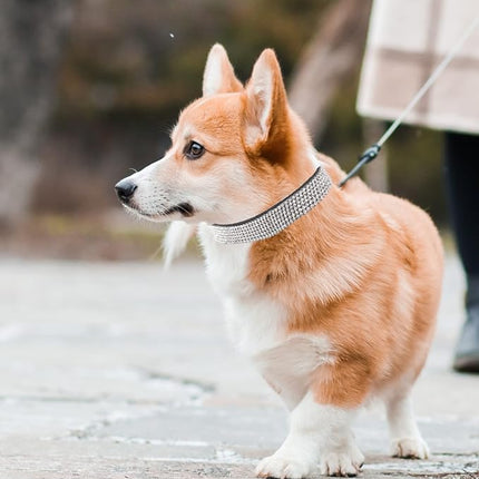 Dog Collar for Small Dogs, Adjustable Leather Suede Bling Dog Collars，Black Dog Collar Cat Collar, Rhinestone Dog Collar (XS, Black)