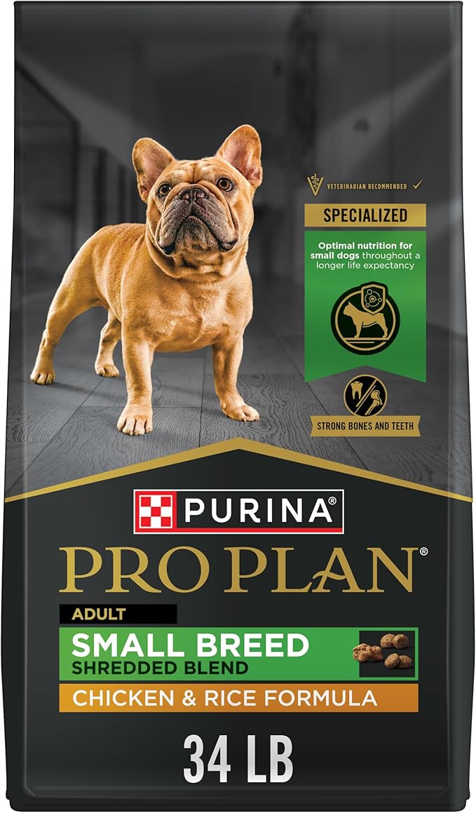 Purina Pro Plan Small Breed Dog Food Shredded Blend Chicken and Rice Formula With Guaranteed Live Probiotics - 34 lb. Bag
