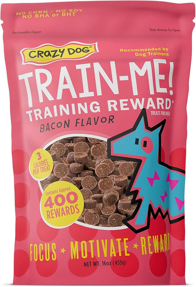 Crazy Dog Train-Me! Training Treats 16 oz. Bag, Bacon Flavor, with 400 Treats per Bag, Recommended by Dog Trainers