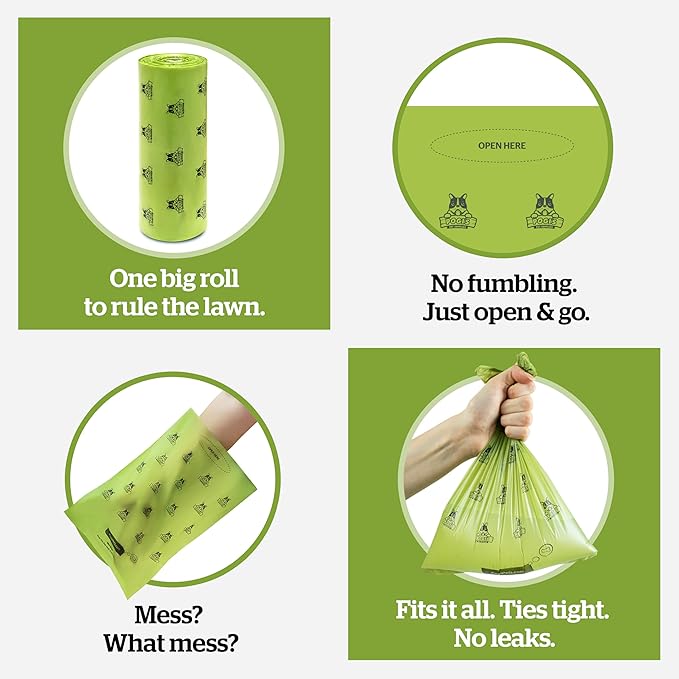 Pogi's Poop Bags – Large, Leak-Proof Dog Waste Bags for Yard or Home Use, Fresh Scent (Single Roll, 500-Count)