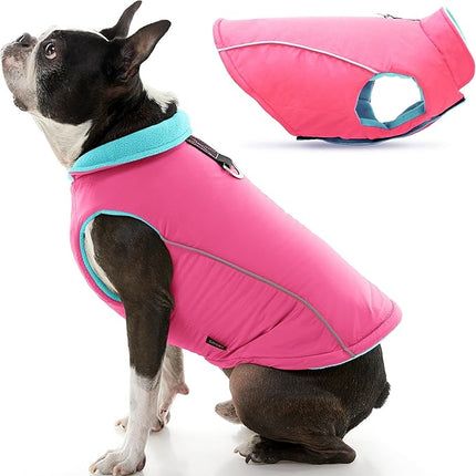 Gooby Sports Vest Dog Jacket - Pink, X-Small - Reflective Dog Vest with D Ring Leash Warm Fleece Lined Hook and Loop Closure for Small to Medium Dogs