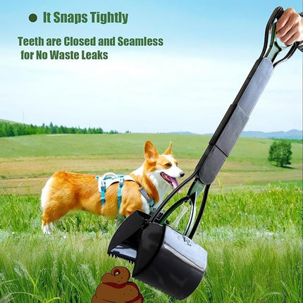 Dog Pooper Scooper for Large Medium & Small Dogs Heavy Duty,Long Handled Dog Poop Scooper for Grass,Durable Dog Poop Pick Up Tool (Dark Green)